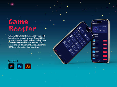 Game Booster | Mobile App | App Design | UI UX Design app design application design figma game booster ui ui ux