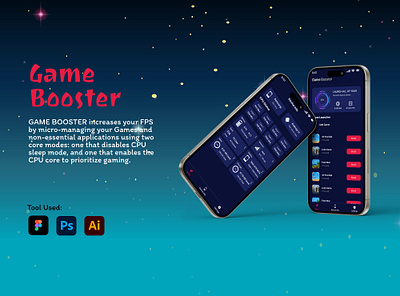 Game Booster | Mobile App | App Design | UI UX Design app design application design figma game booster ui ui ux
