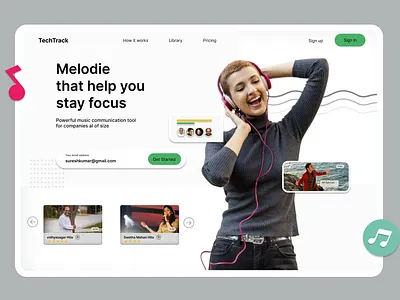 Music Listening Landing Page animation branding graphic design ui