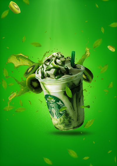 Starbucks promotional poster concept - Kiwi flavour design graphic design illustration
