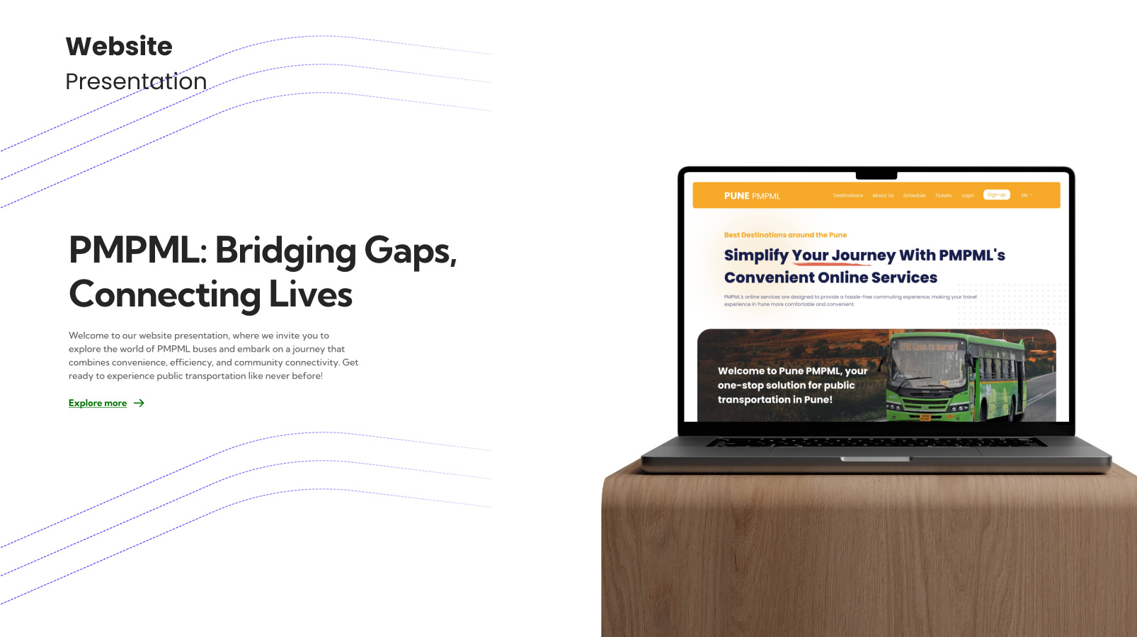 Public Transportation Website - Pune PMPML animation citycommute digitalmobility publictransport publictransportation smartmobility sustainabletravel transit ui uiuxdesign urbantransport websitedesign