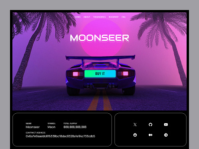 Retrowave and Neon Web3 Blockchain Token Landing Page blockchain crypto crypto design cryptocurrency cyberpunk interface landing retrowave token ui