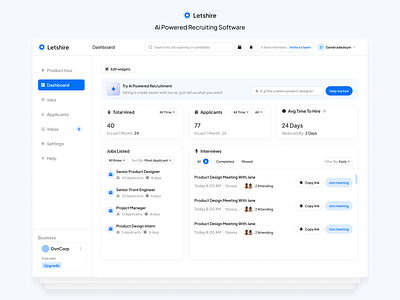 Letshire - Ai Recruitment software design hr saas ui