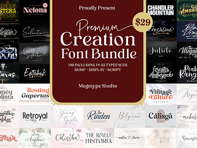 The Premium Creation Font Bundle botanical clean display font font floral logo font logotype modern retro sans serif type typeface wedding