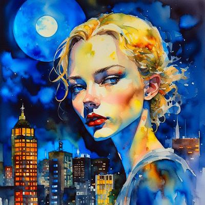 A Girl In Night ai digital art illustration