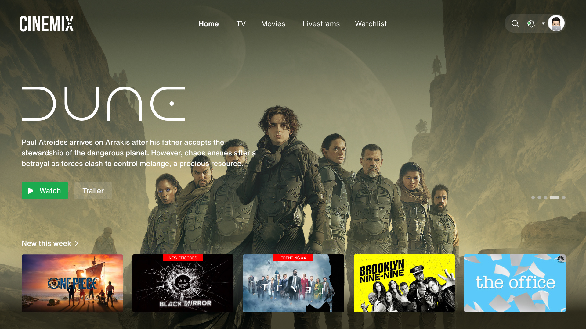 Streaming service home page UI brand design daily ui product design ui design ux design