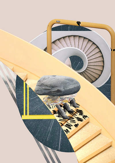 Abstract series of collages for podcast abstract adobe photoshop collage collage design construction design digital collage digital poster illustration podcast poster poster design rust stairs stones
