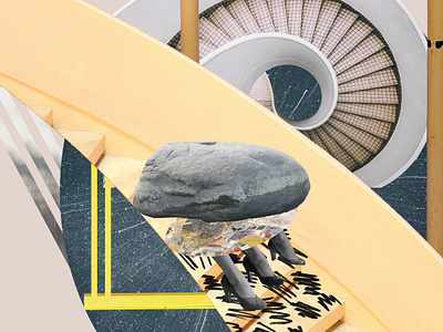 Abstract series of collages for podcast abstract adobe photoshop collage collage design construction design digital collage digital poster illustration podcast poster poster design rust stairs stones