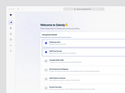 Getting Started - Welcome page! dashboard e commerce getting started on boarding product saas sales step user welcome