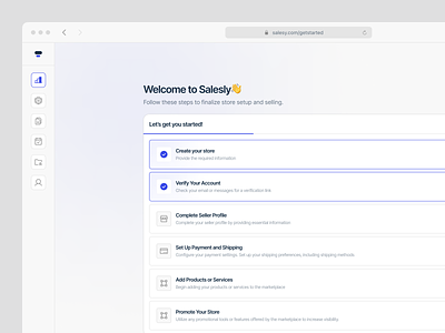 Getting Started - Welcome page! dashboard e commerce getting started on boarding product saas sales step user welcome