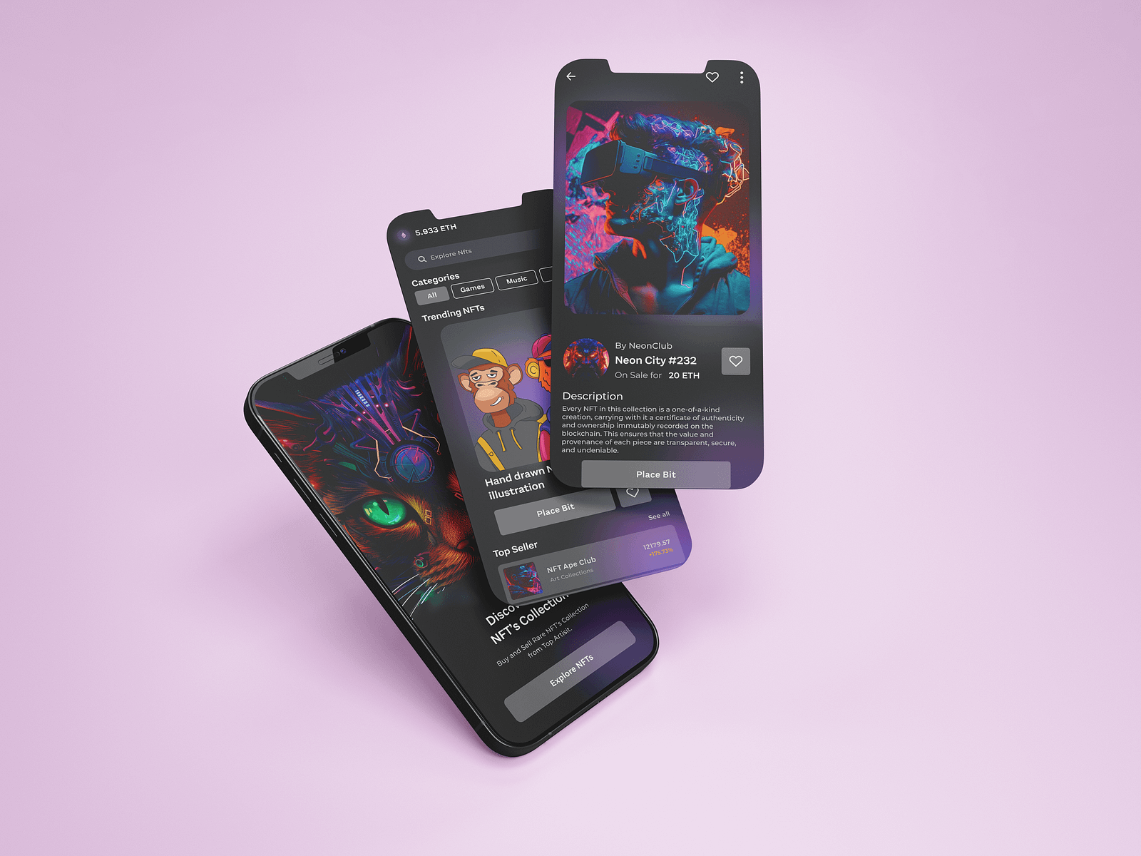 NFT Mobile App | UX/UI | UI Design by MediaDecode on Dribbble