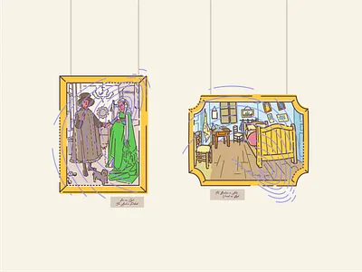 Famous painting serie arnolfini portrait art branding colours design digital digital art draw famous painting serie fingerprint framed graphic design icon icon set illustration jan van eyck painting the bedroom vector vincent van gogh