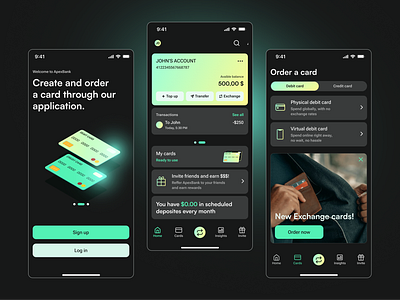 Mobile banking app app banking card gradient mobileapp neon ui uidesign