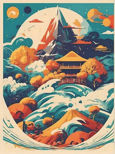 Retro Poster nature mountains animation graphic design motion graphics