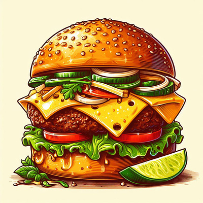 Turkey and Cranberry Burger | Delicious Meal | tracingflock burger cheese burger dominos fast food food illustration graphic design hamburger pizza hut subway tracingflock