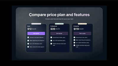 Pricing Section - Dark Theme dark mode design landing page pricing page product design saas typography ui ux visual web design