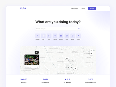 Etick • Activity App • Landing Page activity clean landing page purple ui user interface ux website