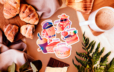 Sticker Pack for bakery branding character design gradient illustration sticker pack stickers vector