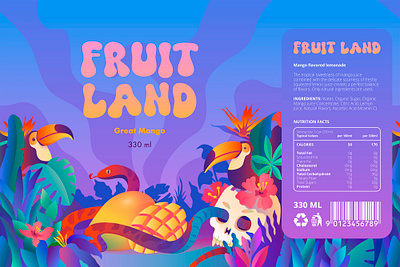 Illustration for lemonade branding flat gradient illustration label design lemonade pack tropic vector