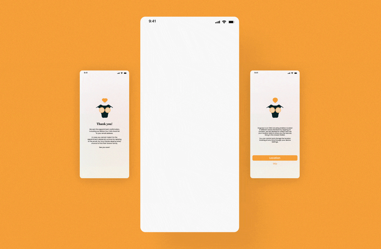 Dog Adoption App - Splash screen adoption animation app design dog icons illustration launch screen location logo mobile mobile app motion graphics screen splash transition ui ui design ux