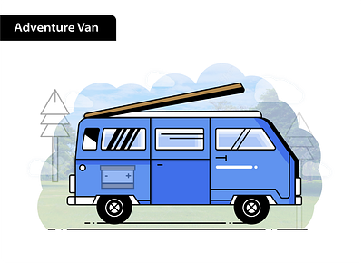 Adventure Van Design in Custom Style. custom design. icon van illustration