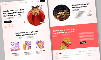 Landing Page - Eatsy bianka cute design graphic design illustration landing pizza restaurant ui vector web website