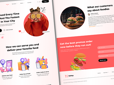 Landing Page - Eatsy bianka cute design graphic design illustration landing pizza restaurant ui vector web website