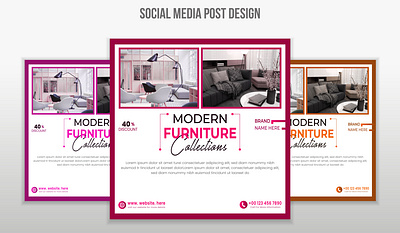 Social media post design ads advertising branding color design furniture graphic graphic design icons illustrator images layout luxury marketing mockup modern shapes social media post