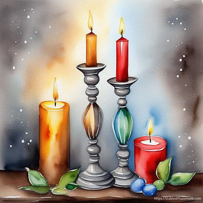 Candle Mood, watercolour ai digital art