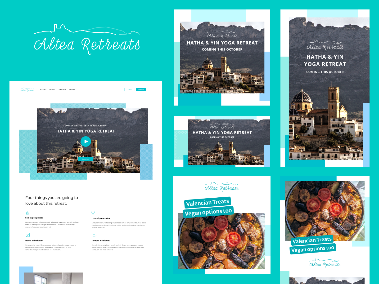 Altea Retreats branding design graphic design landing page logo social media graphics