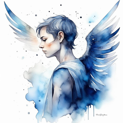 Angel, watercolor ai digital art