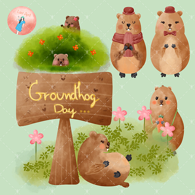 Groundhog day animation branding design graphic design groundh groundhog illustration logo ui vector winter ภาพถ่าย รูปภาพ