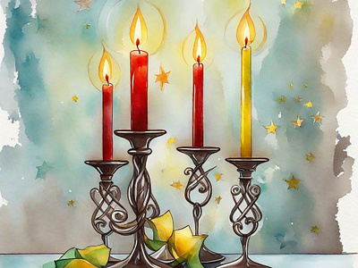 Christmas Candlesticks ai digital art