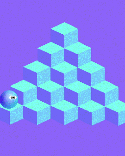 Motiontober 2023 - Jour 26: Isométrique 2d animation game gif isometric isométrique loop motion design motion graphics qbert