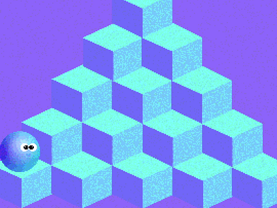 Motiontober 2023 - Jour 26: Isométrique 2d animation game gif isometric isométrique loop motion design motion graphics qbert