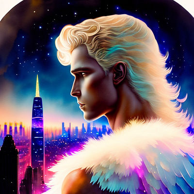 Angel, Night City ai digital art