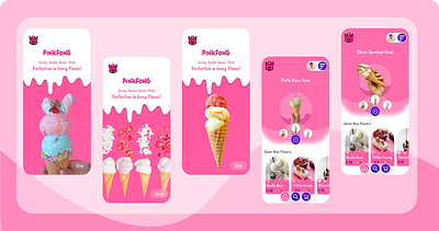 IceCream Parlour Mobile App animation figma icecream mobileapp prototype ui uiux ux webdesign