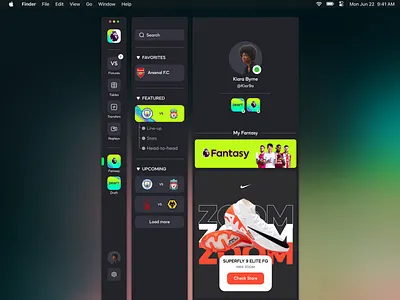 Premier League - Fantasy Webapp Dark Mode Dashboard agency catalyst catalystlab dark dark mode dashboard design football logo premier league results ui uiux ux webapp webdesign widget