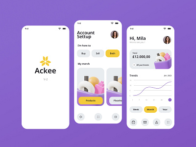 Ackee e-commerce app contemporary flat mobile modern ui ux