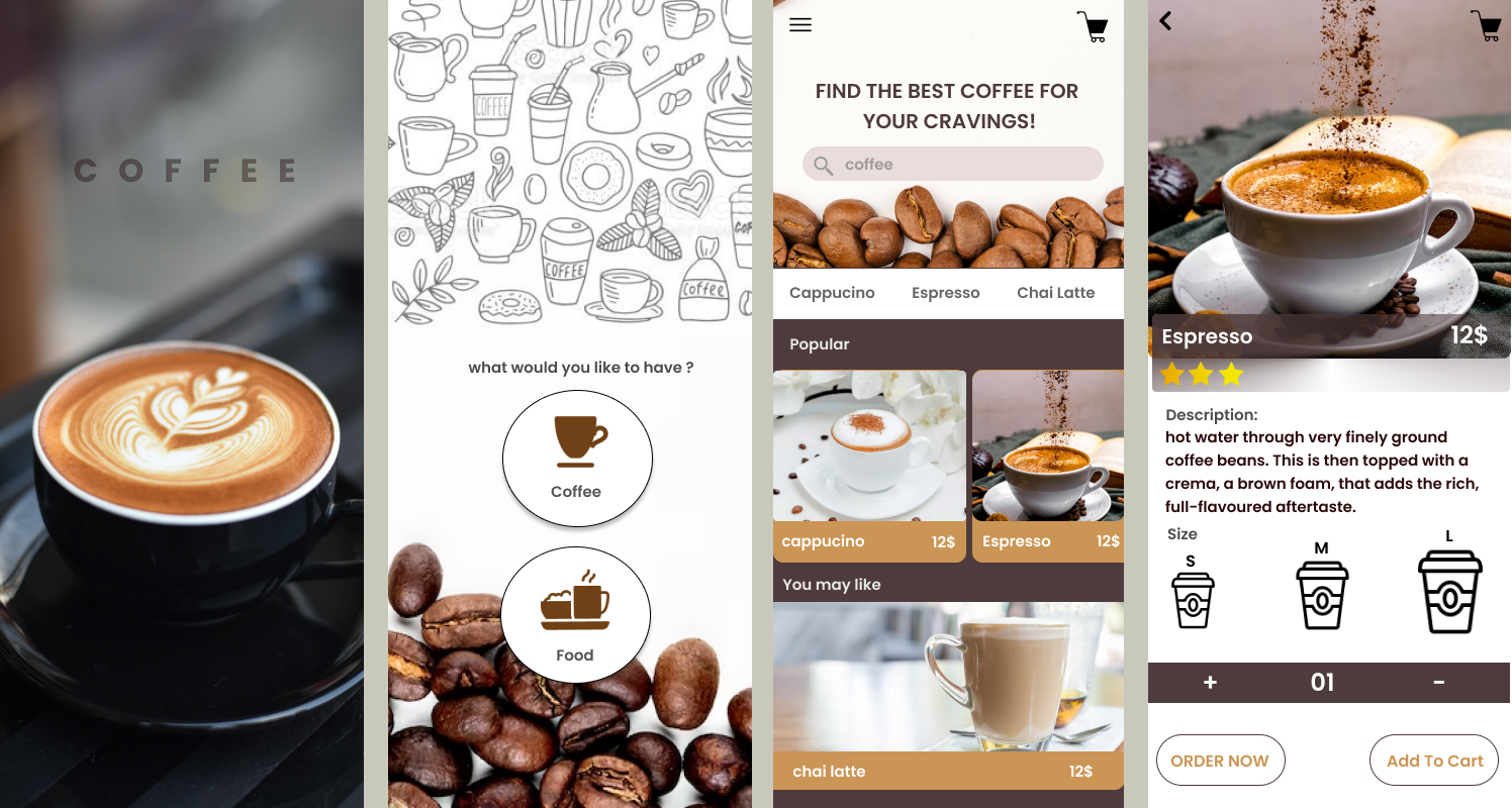 COFFEE APP UI by Eisha Shafiq on Dribbble