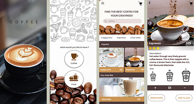 COFFEE APP UI app ui branding design graphic design illustration logo ui ux vecotors vector