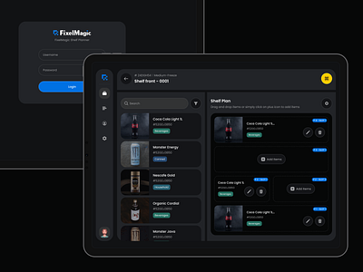 FixelMagic Shelf Planner productmapping retailapp retailtech shelfconfiguration shelfplanning supermarket tabletapp techinretail uiux visualdesign