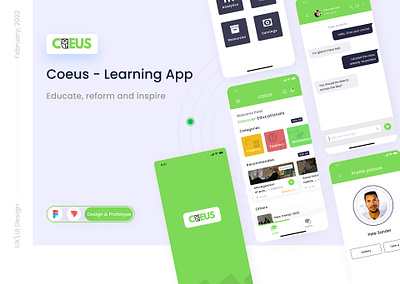 Coeus E-learning mobile app showcase animation app design courses education figma learning protopie student