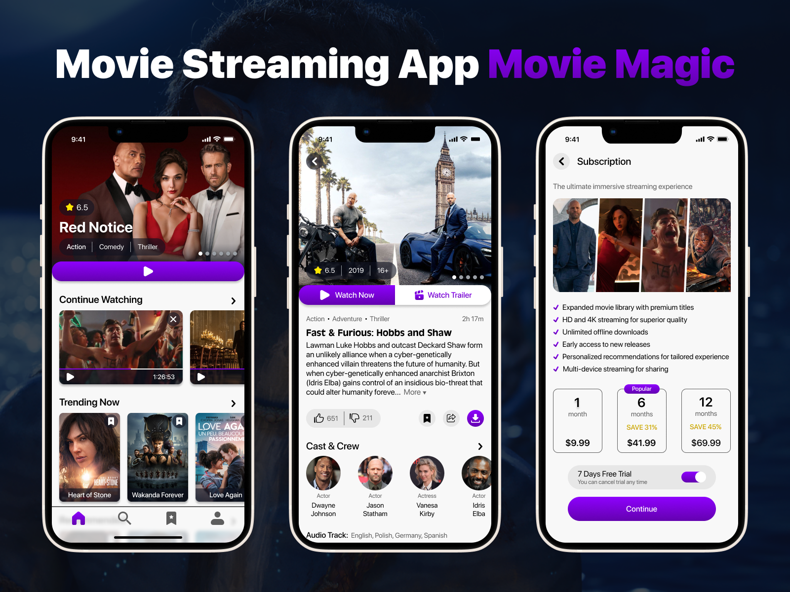 Movie Streaming App - Movie Magic app app design app ui branding clean design design landing landing page mobile design movie app movie streaming movie streaming app netflix streaming streaming app ui ui design ux web design website
