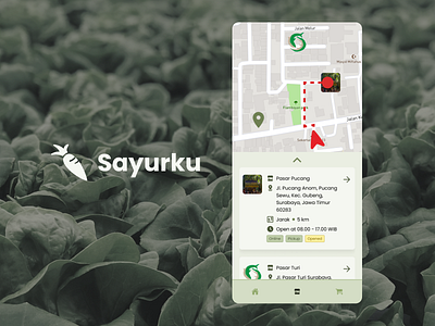 Location Tracker for Self Pickup Vegetables E-Commerce - Sayurku app dailyui illustration location logo map mobile movie tracker ui ux