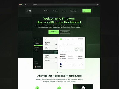 Finance Landing Page Template finance framer landingpage template ui uidesign ux uxdesign webdesign websitedesign webui webux