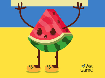 A cute character of free Kherson city blue character cute cutecharacter fresh fruit green illustration kherson logo red ui vector watermelon yellow