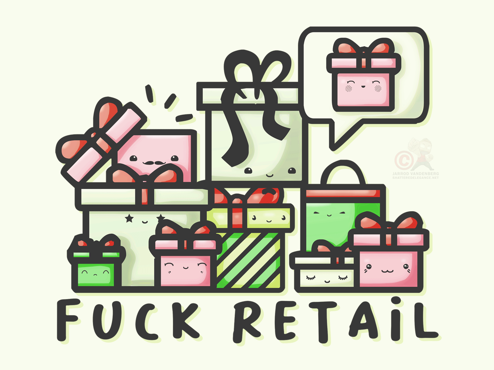 Fuck Retail adorable animation black friday christmas cute digital funny graphic design holiday humor illustration japan japanese kawaii motion graphics photoshop retail sarcastic shopping xmas