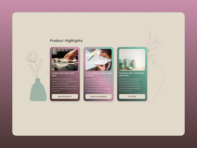Cards layout with gradients