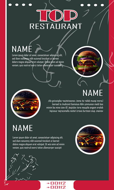 Restaurant menu card design here black branding burger shop company design food graphic design illustration logo menu menu card new pizza style typography vector
